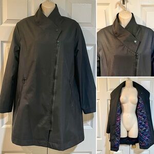 NWT- Trina Turk-Gabardine Winter Coat w/Quilted Lining-Asymmetrical Zip-Sz 6